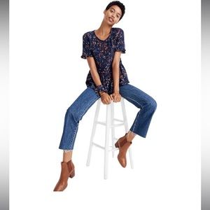 Madewell Silk Stanza Ruffle-Hem Top